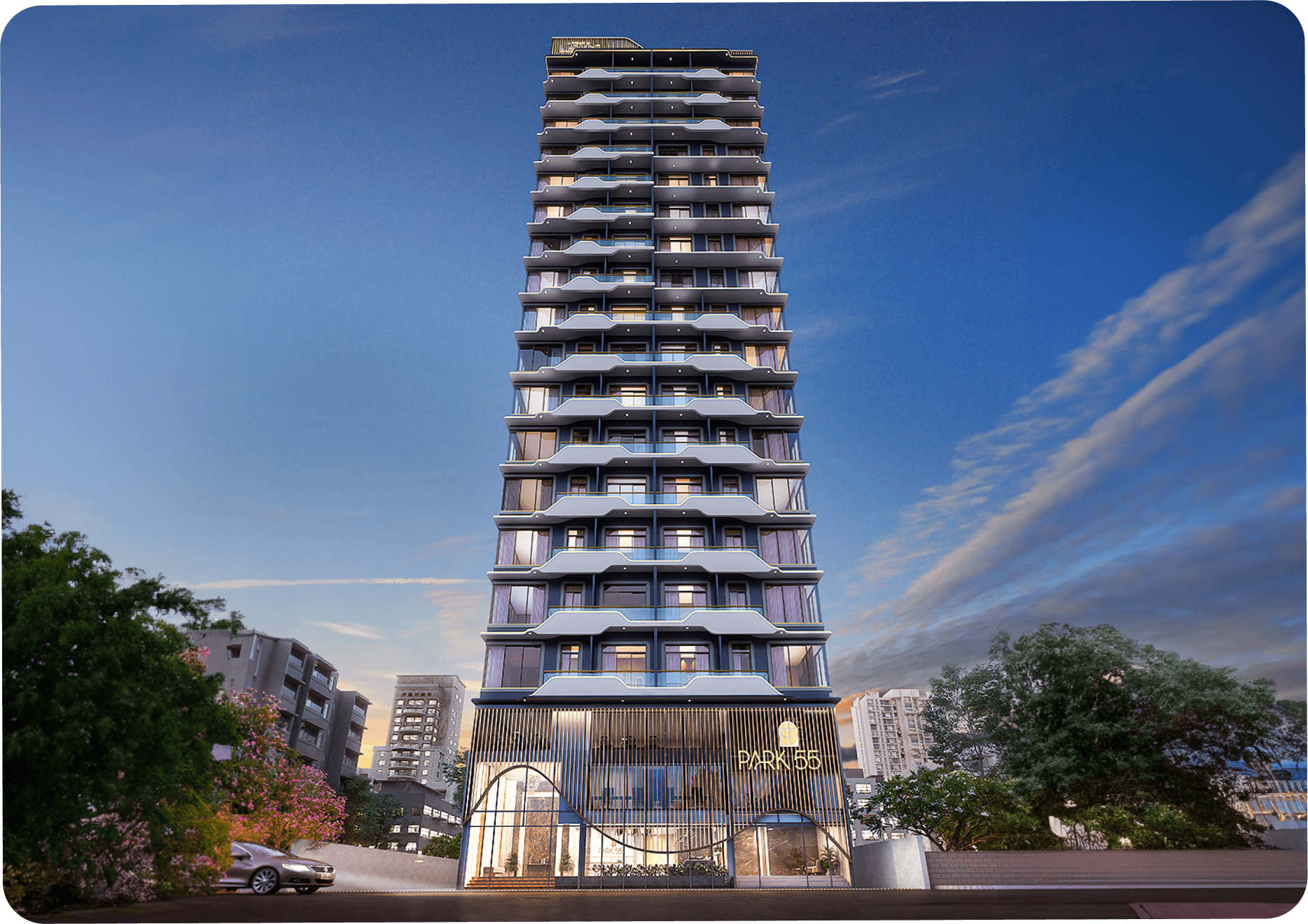 Wooden bench in sunlight with geometric shadows on floor.