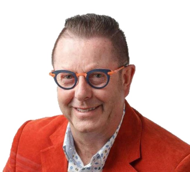 a portrait photo of Bill Smale in a red suit