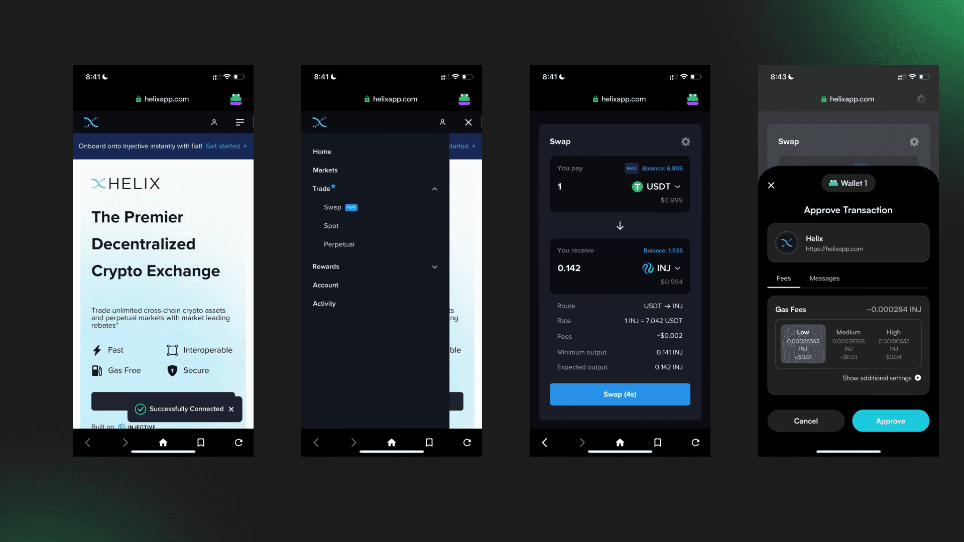 Swap using Leap Wallet Mobile Browser