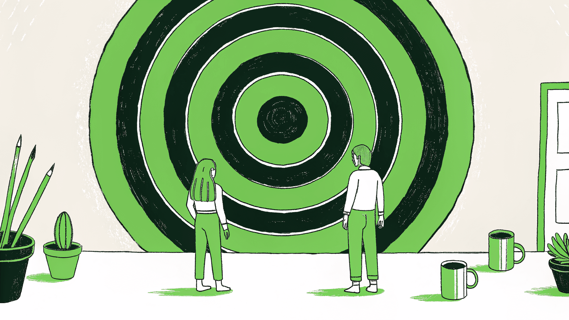 Two students at different SAT score rings on a target, each pointing toward different Purdue program doors