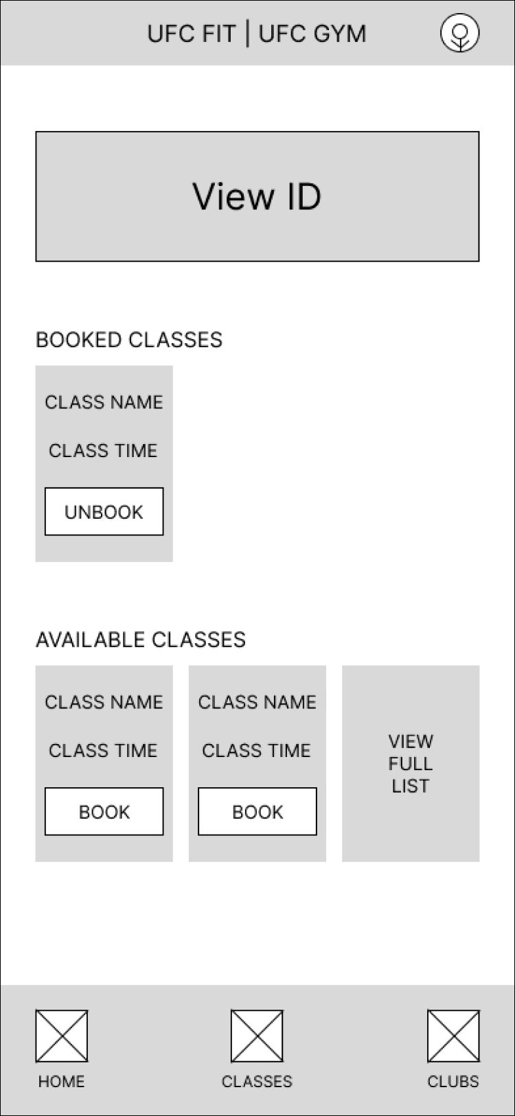 Low-fidelity homepage wireframe