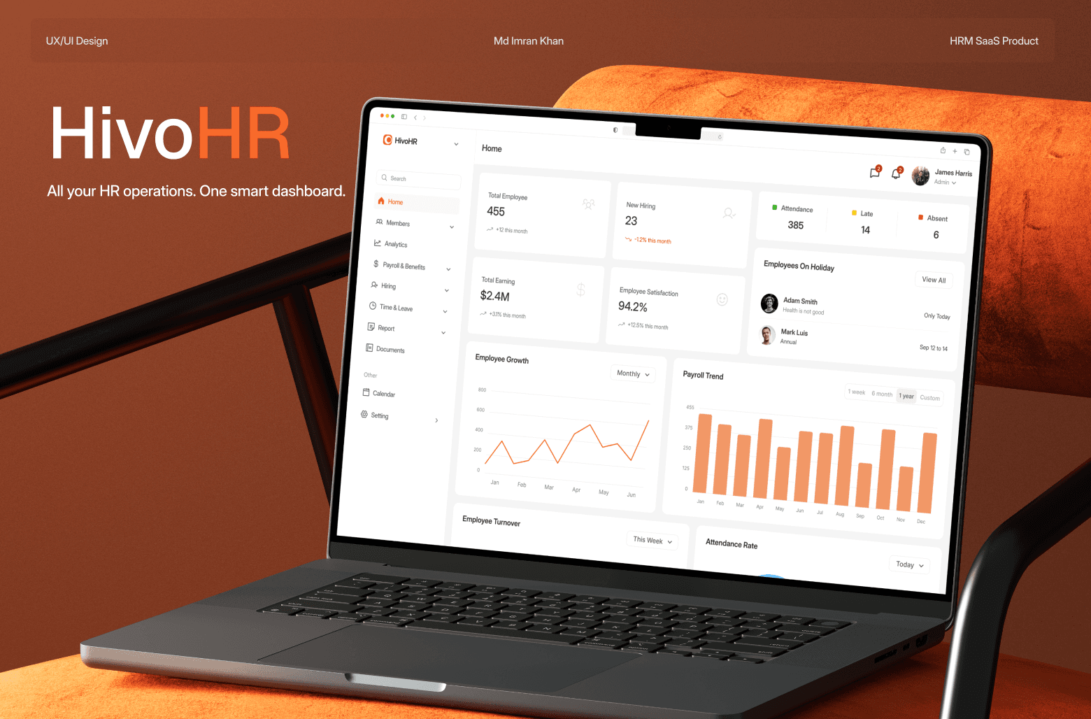 HivoHR HRM dashboard UI