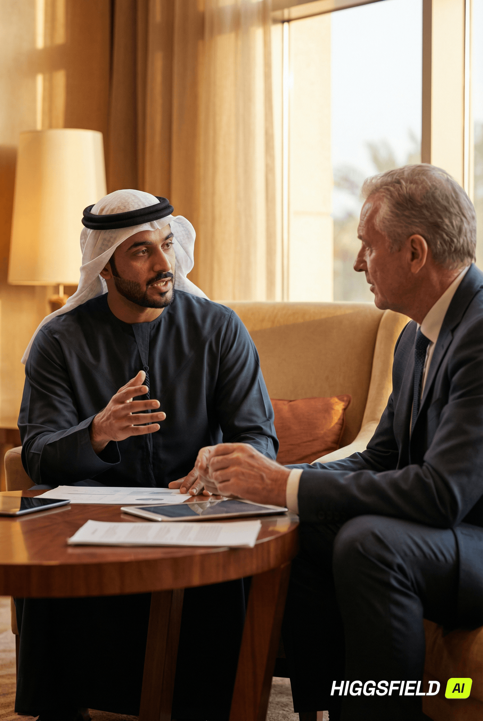 woman sitting around table holding tablet