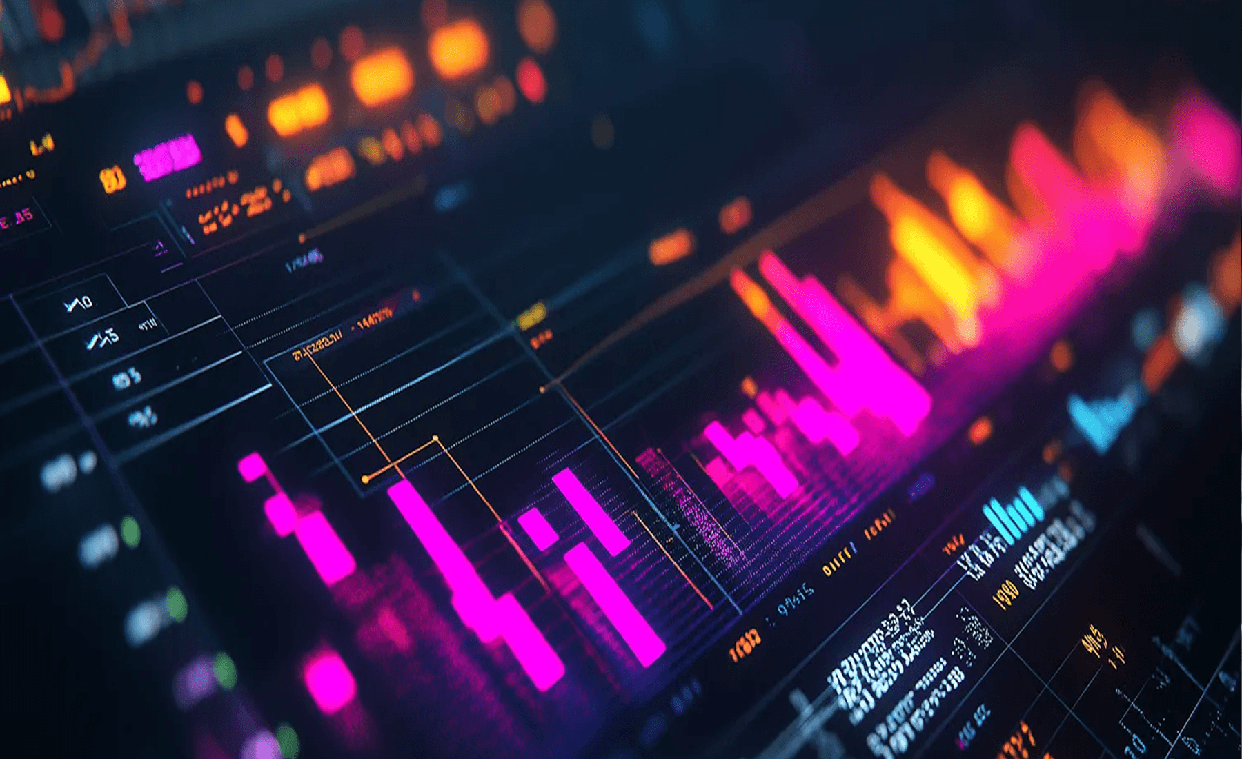  Colorful digital audio visualizer screen.