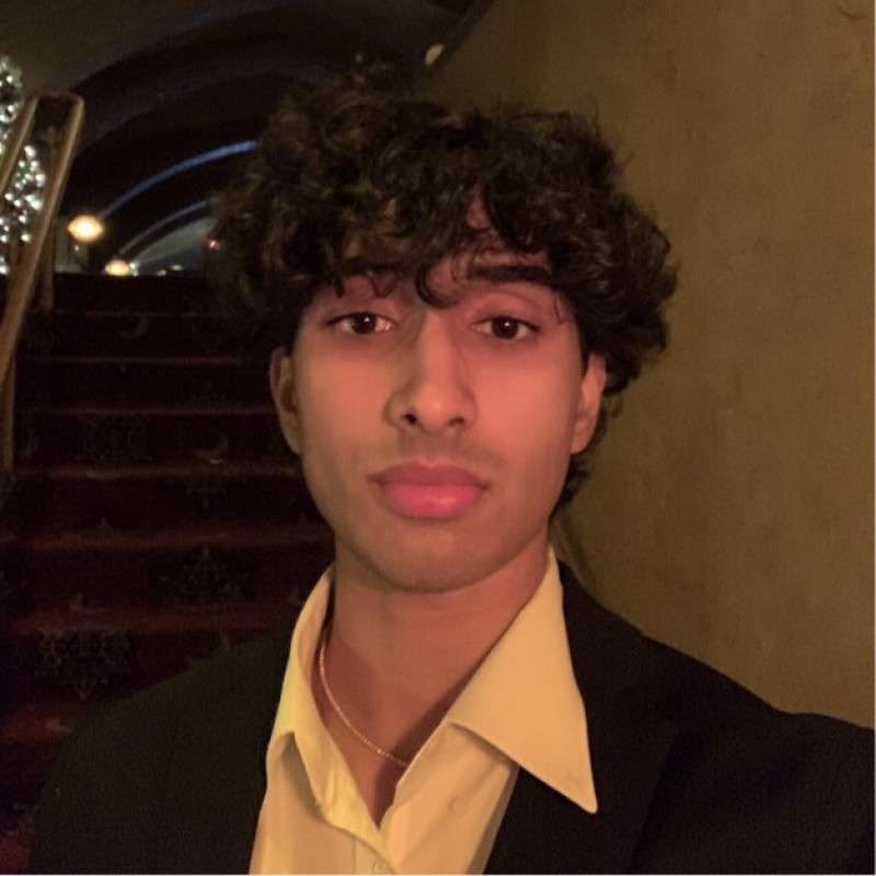 A person in a blacl coat and the brown hairs