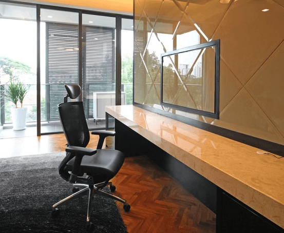 brown wooden 9-piece office table and chairs