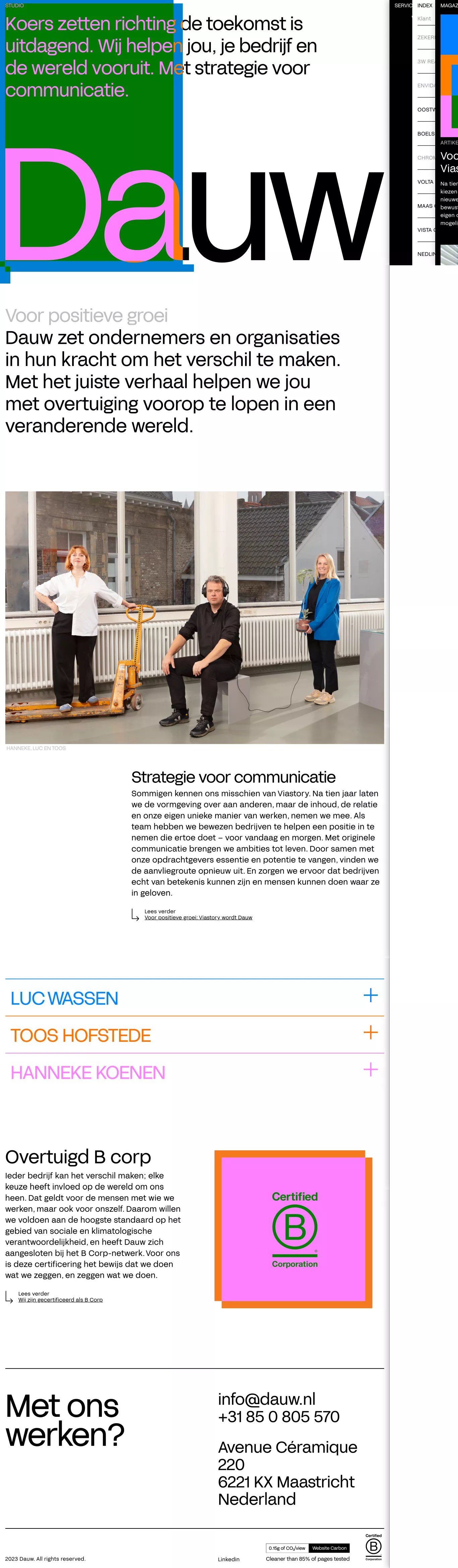 Dauw portfolio page screenshot showcasing Marketing design