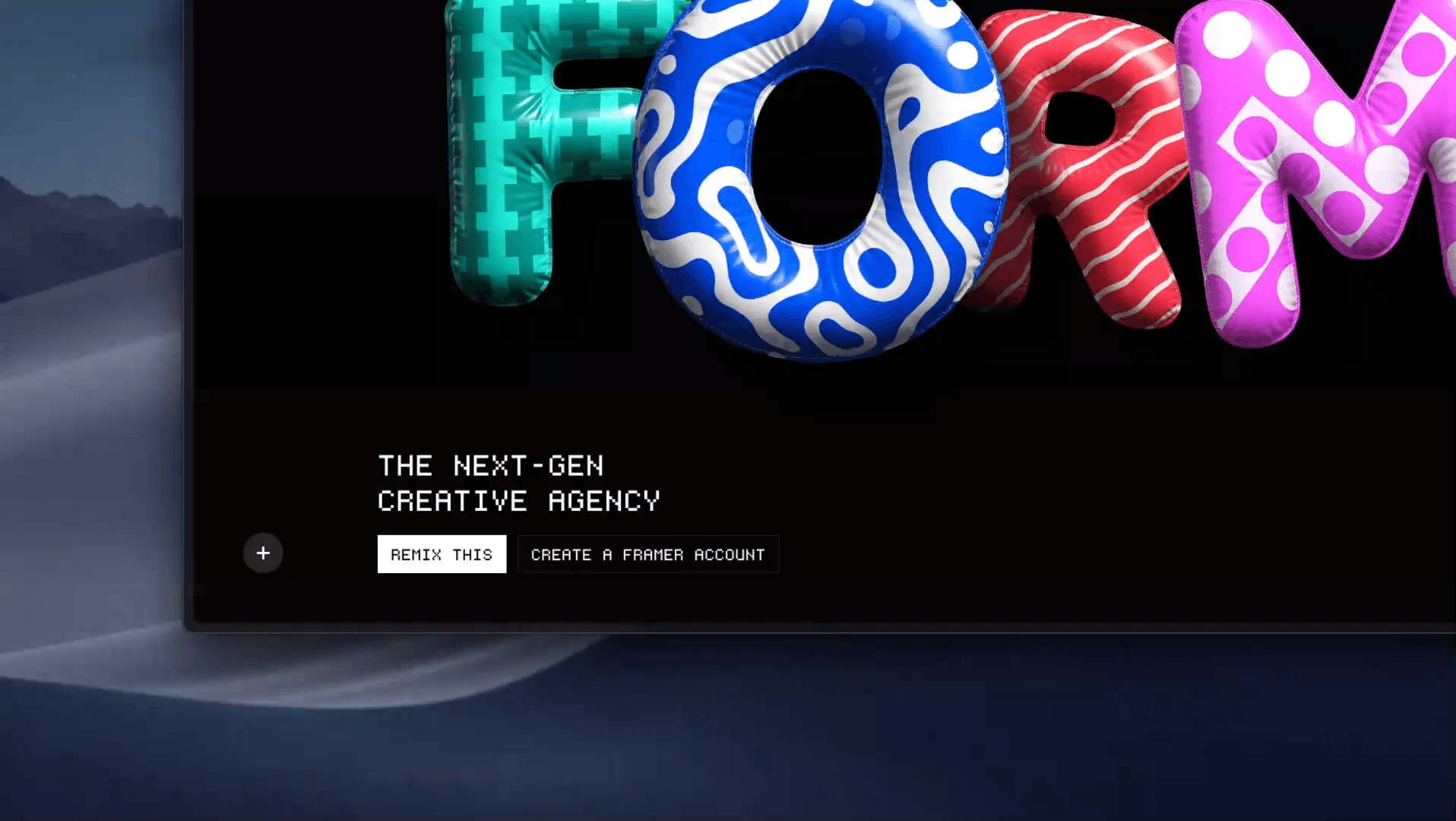 Colorful 3D “FORM” text with creative agency tagline