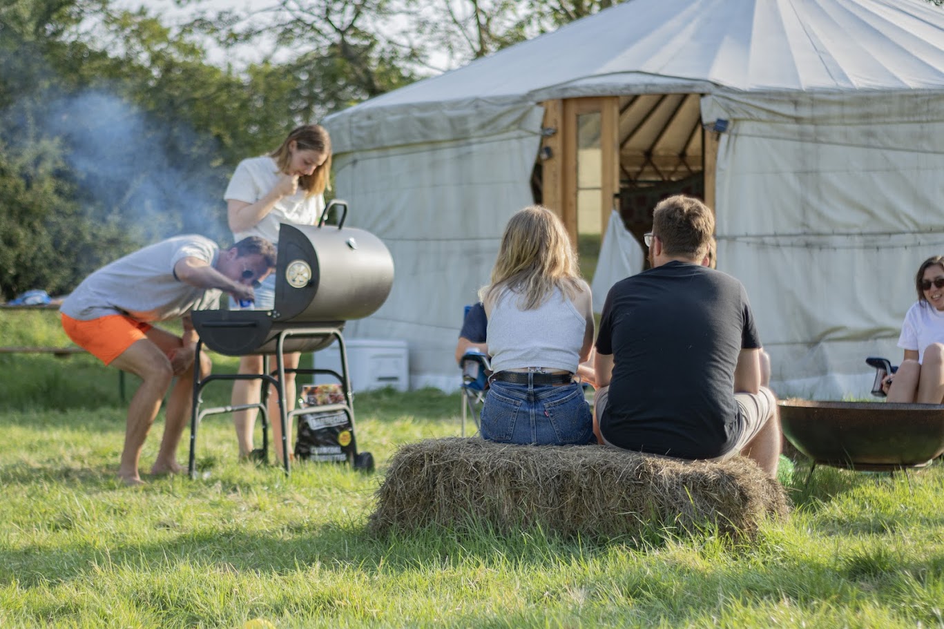 A barbecue at Barcombe Yurts, Yamp Camp Sussex