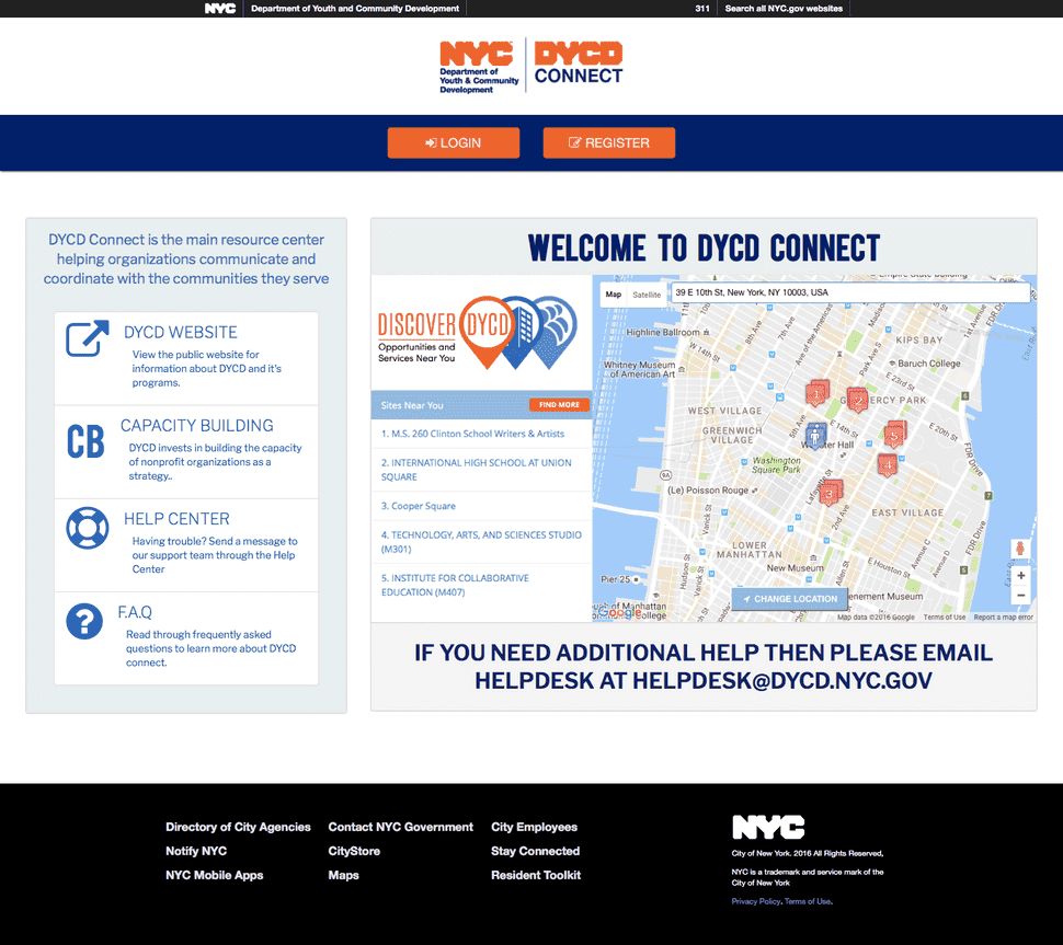 alt DYCD Unauthenticated Dashboard