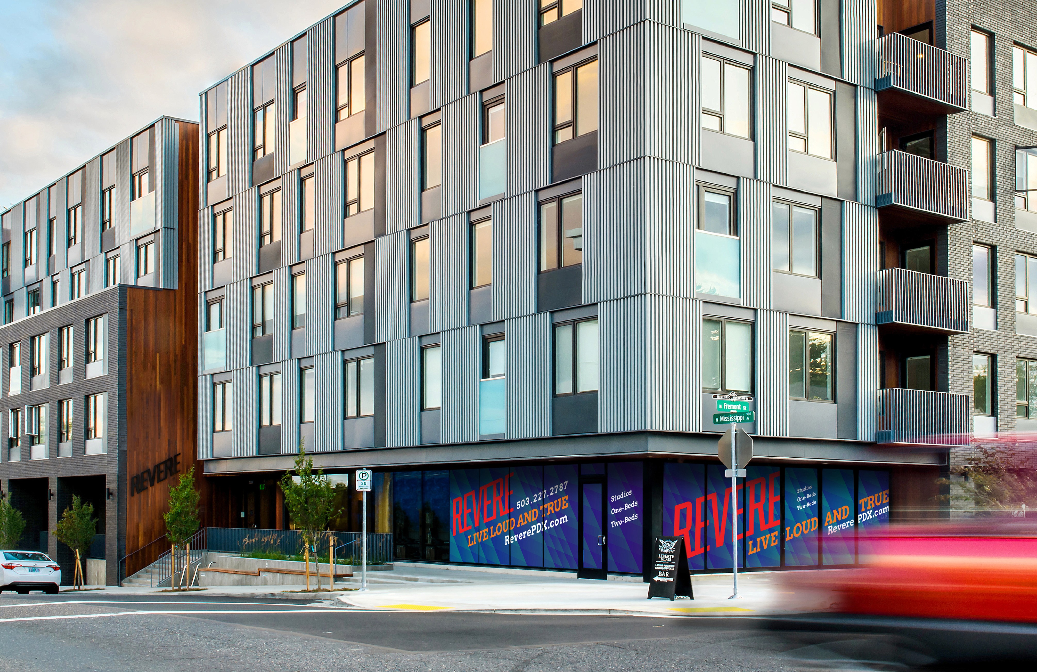 outdoor signage design revere apartments portland oregon new brand