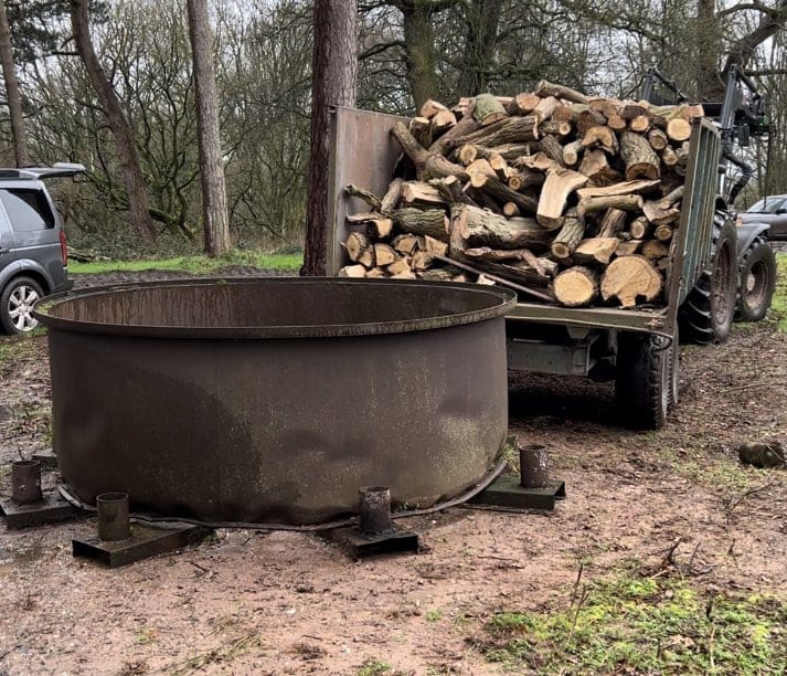 stacked wood ready for kiln