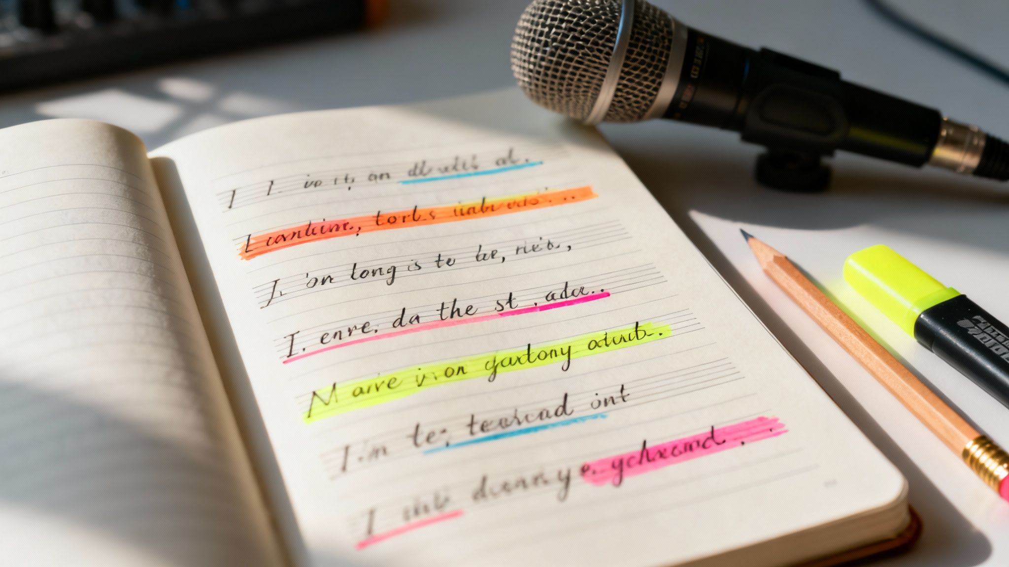 A close-up shot of a vintage typewriter with a single sheet of paper that has a few poetic lines typed on it, symbolizing impactful word choice.