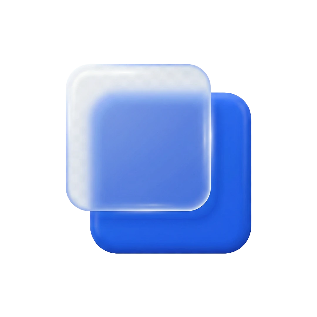 Zwei übereinanderliegende Quader (transparent/blau)
