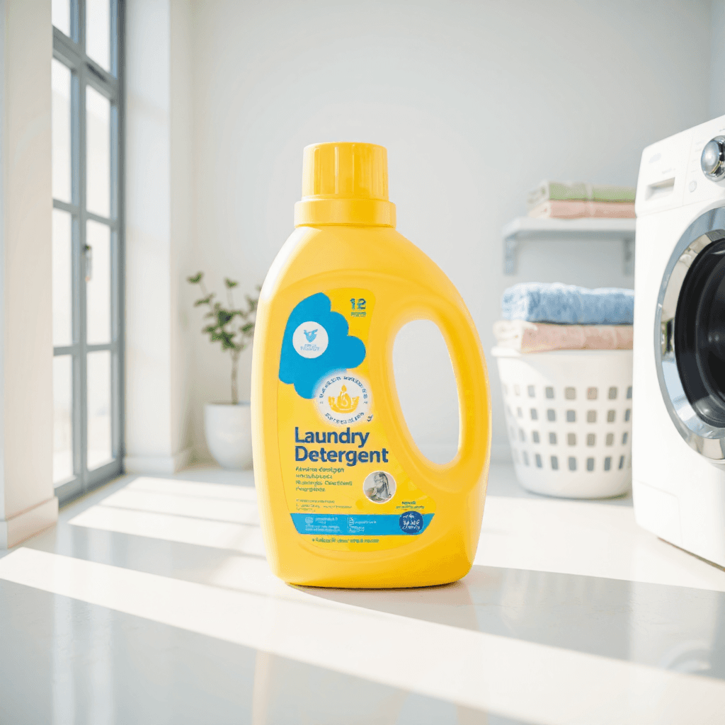 product photography of a bottle of laundry detergent