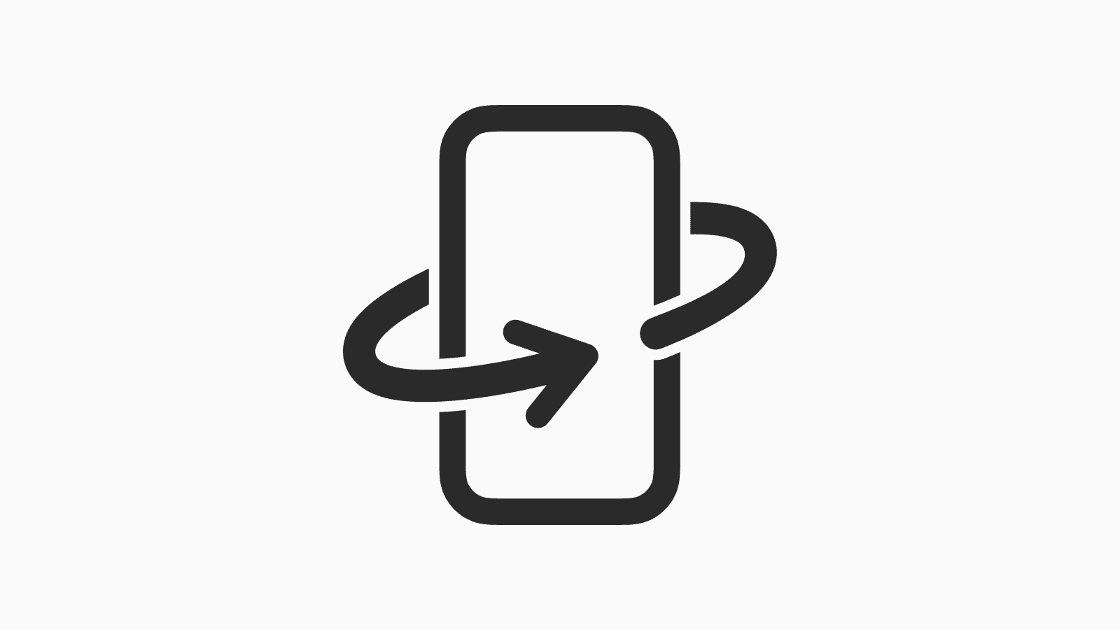 Circular arrow around phone-shaped rectangle