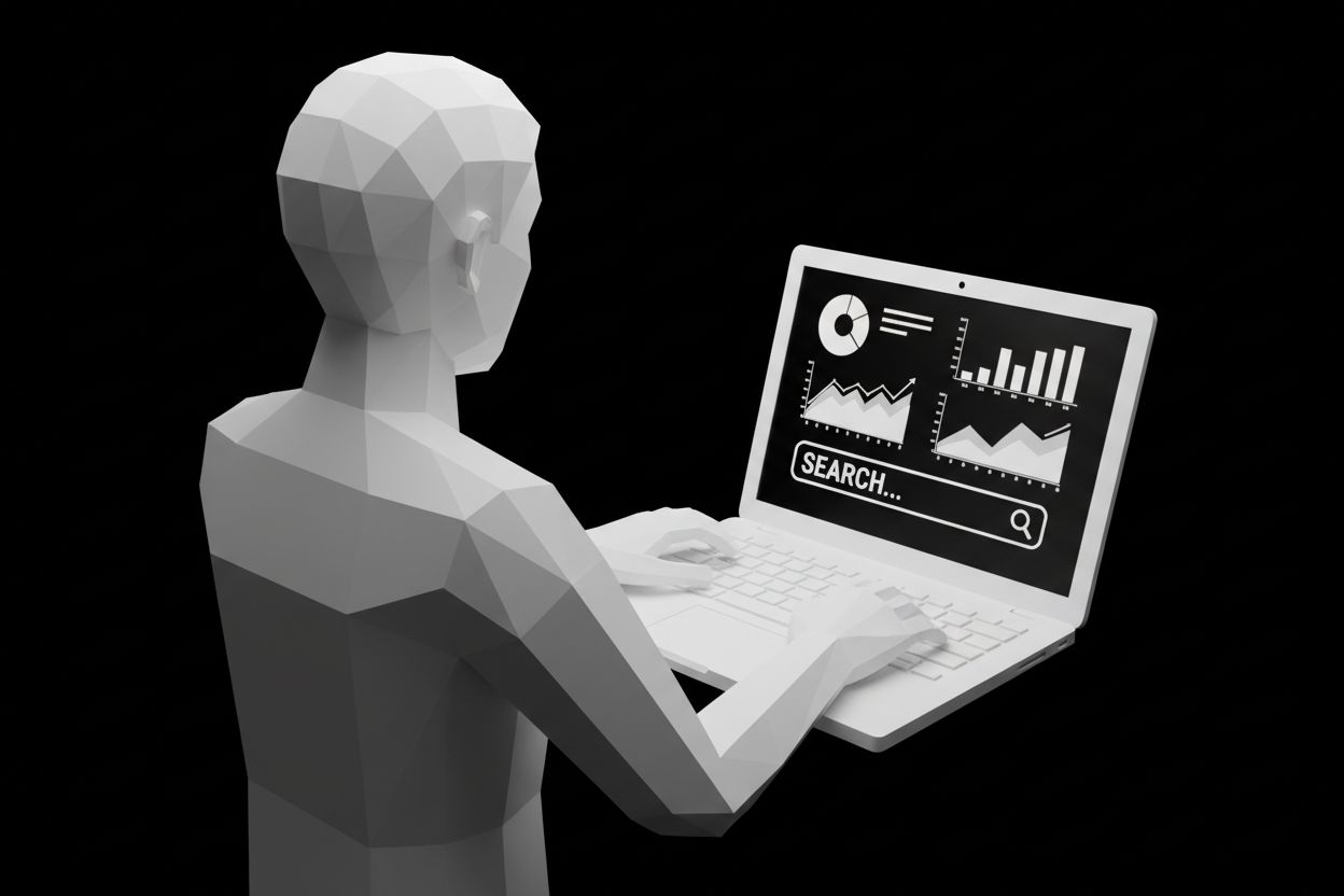 Person analyzing SEO data on laptop