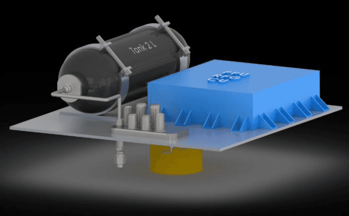 Figure 10: Design B – flat EP-module with HP-FCU in configuration with two bottom outlets and FDV
