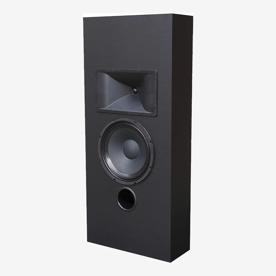 Black tower speaker with horn tweeter