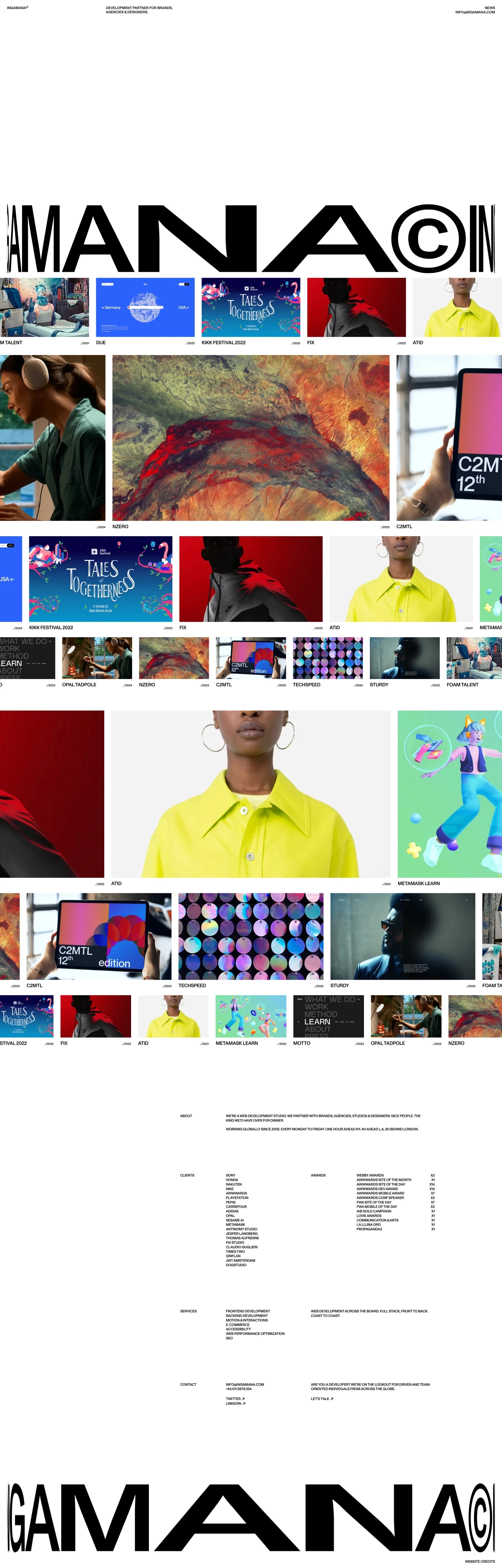 Ingamana landing page screenshot showcasing Design design