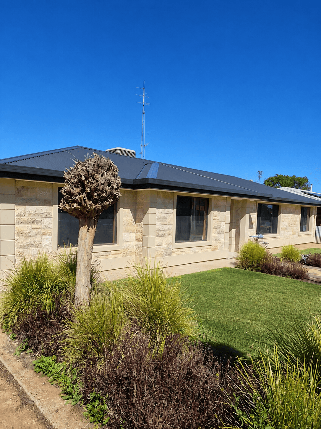 Modern house with wood and stone exterior