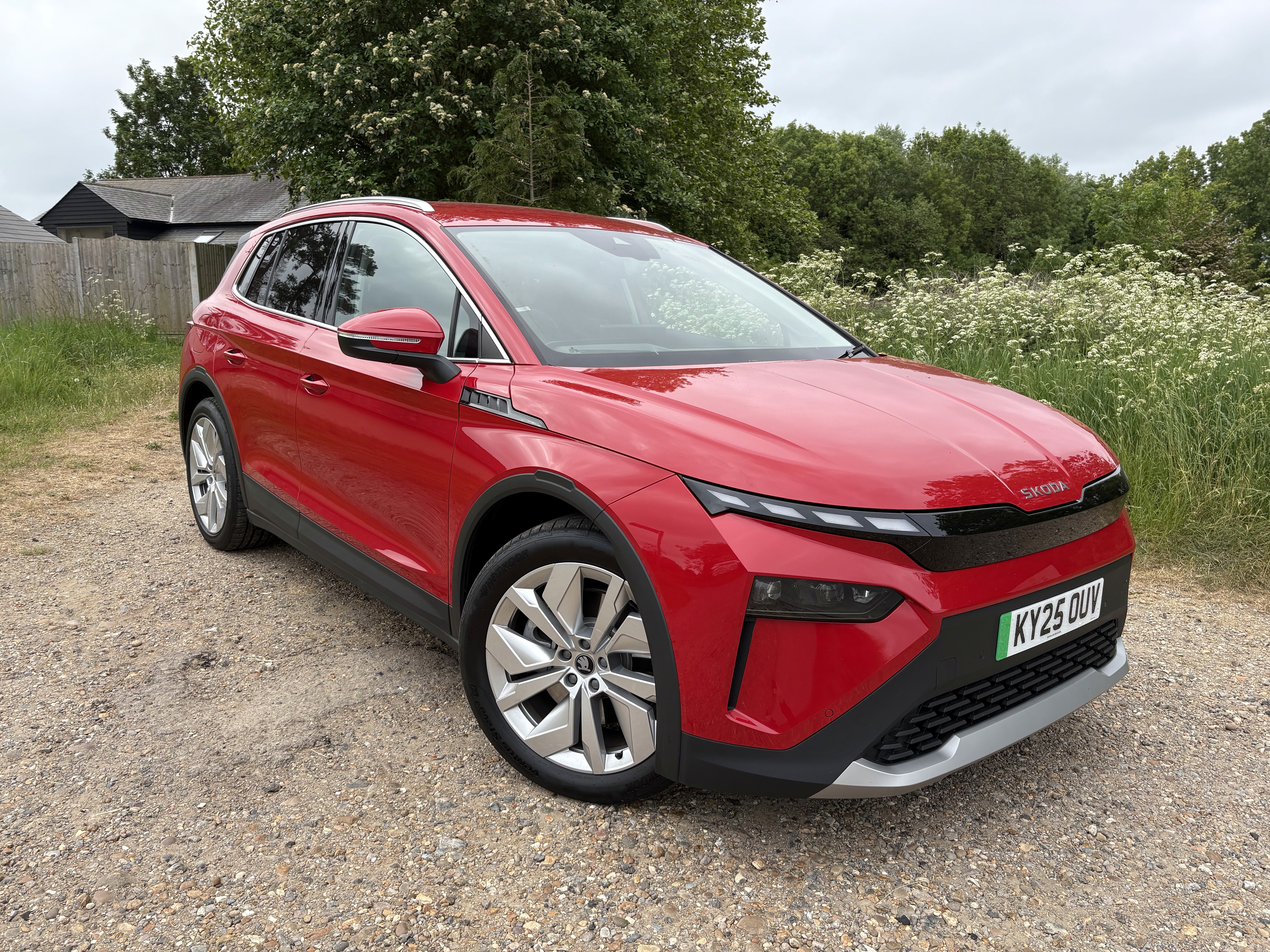 Red Skoda Elroq front