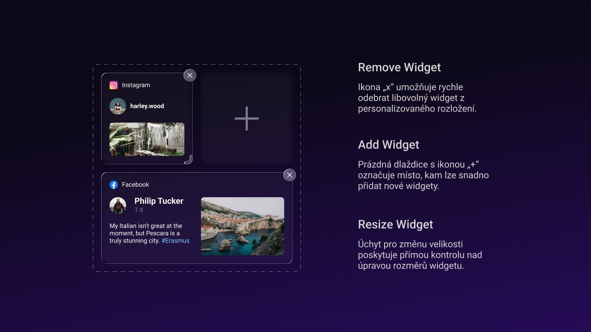 Ukázka manipulace s widgety