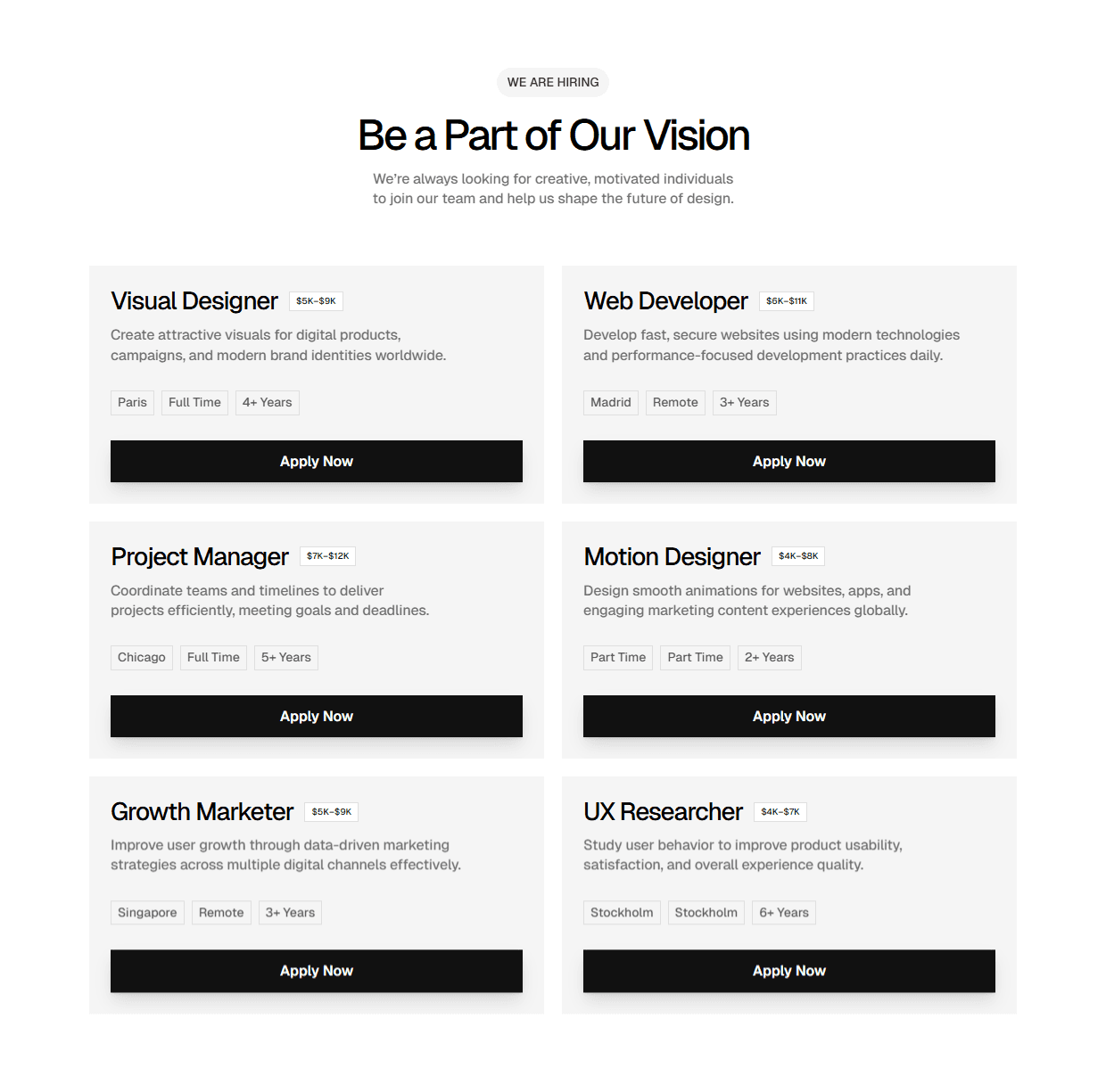 Framer Career Index Component