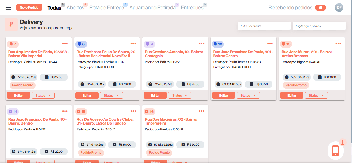 Menu de solicitação de envio de documentos no Docnuvem