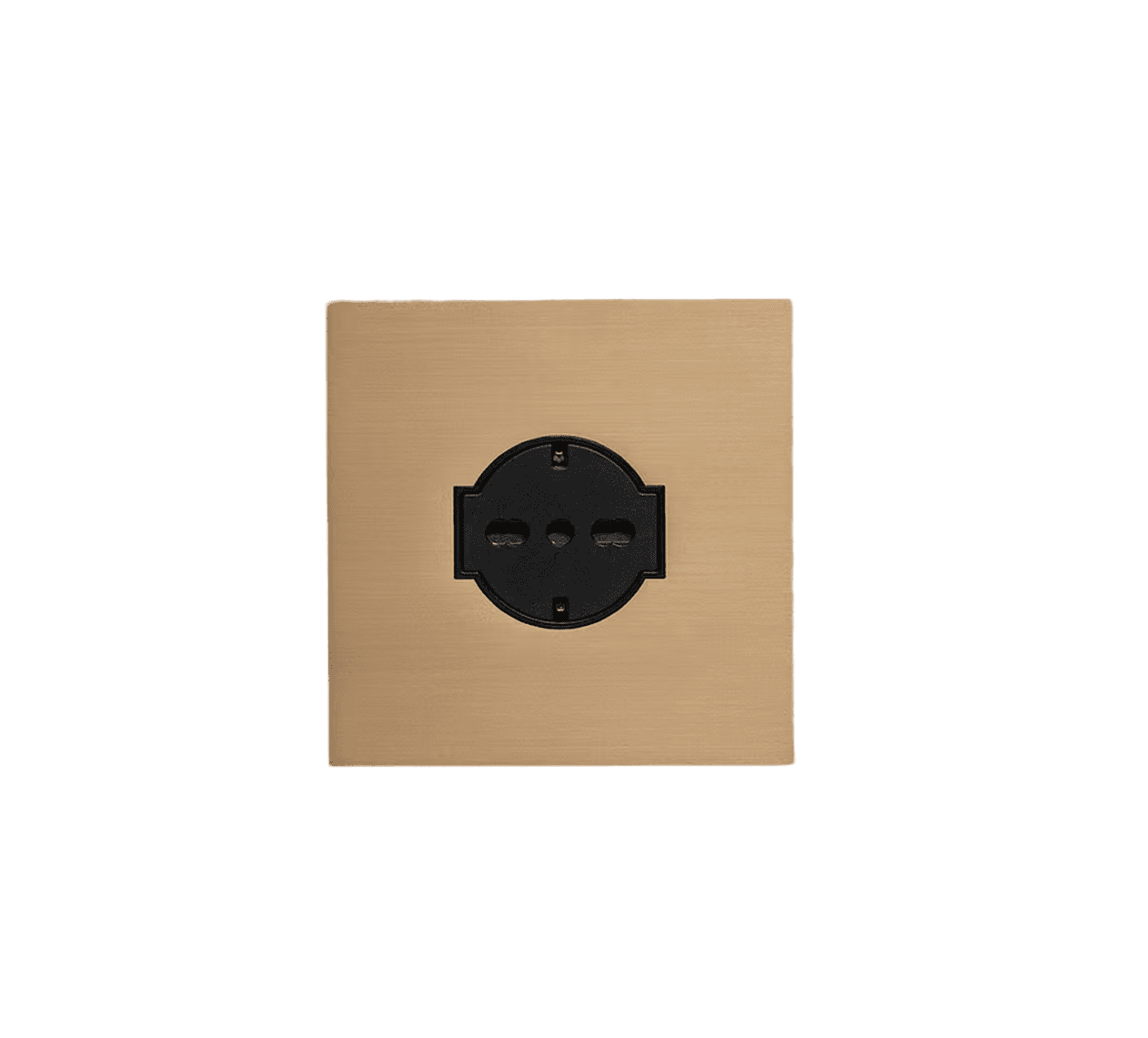 Gold electrical outlet with black socket