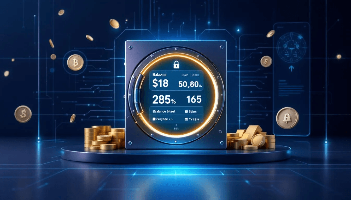 The image depicts a digital safe or vault, symbolizing the concept of wealth protection and the storage of value in the cryptocurrency market. It highlights the importance of securing digital assets like bitcoin and emphasizes the role of blockchain technology in ensuring safe cryptocurrency transactions.