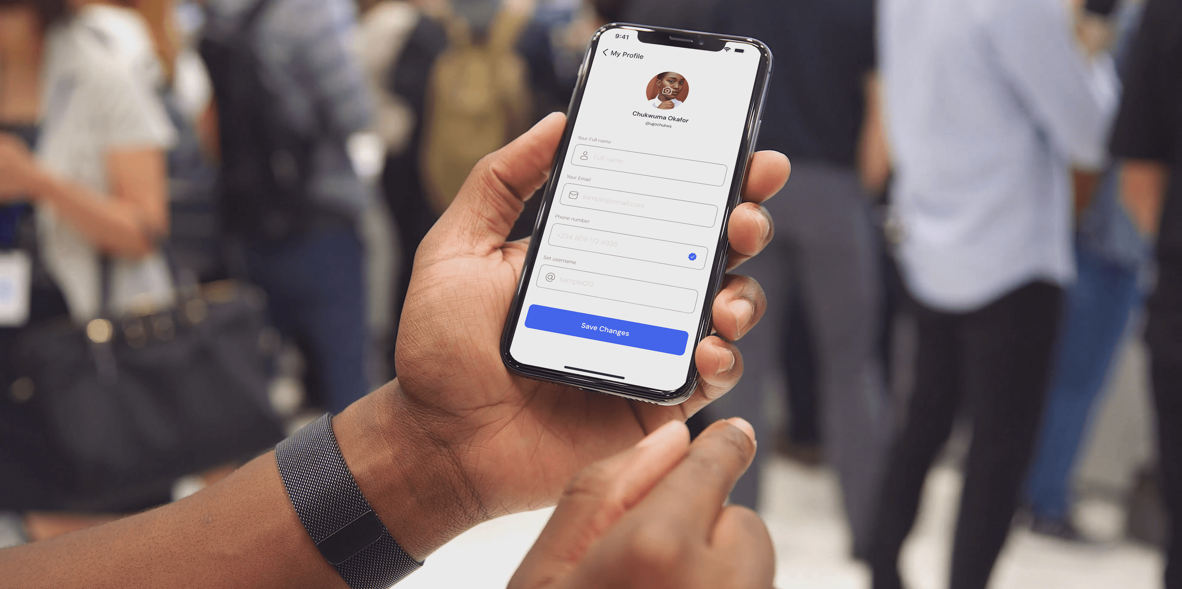 Image of app display in a mockup