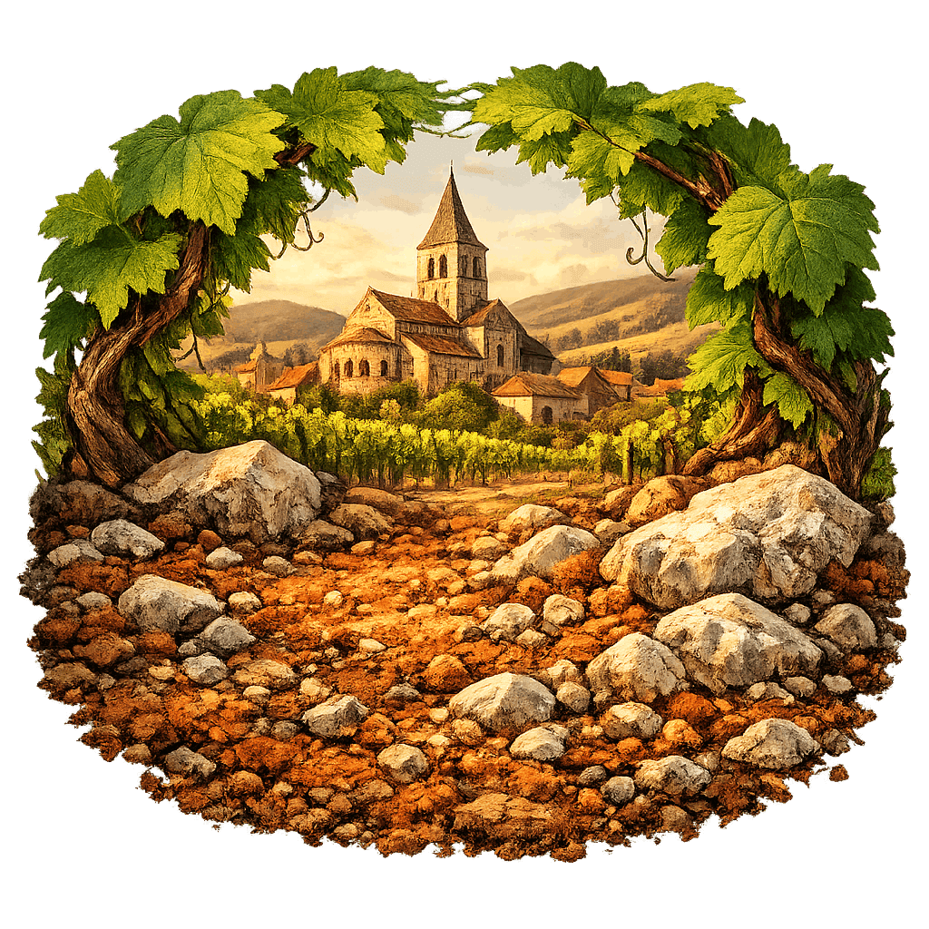 Detailed graphic of the Mercurey wine region.