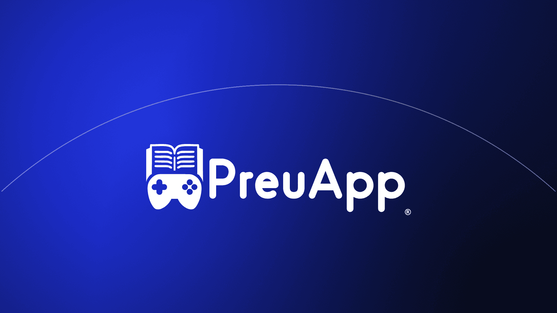 Image with a big purple logo and black background