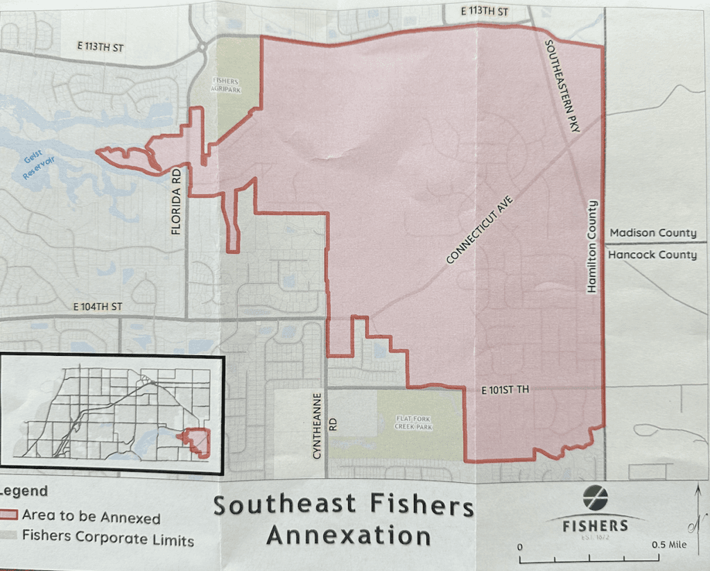 An image showing the annexation of Fortville into Fishers