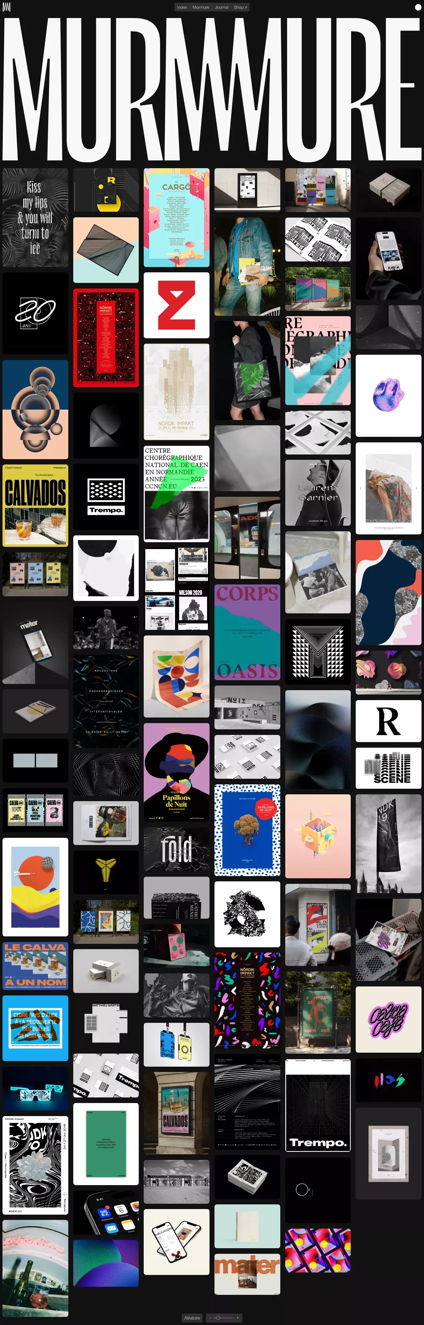 Murmure - Studio de direction artistique portfolio page screenshot showcasing Design and Tech design