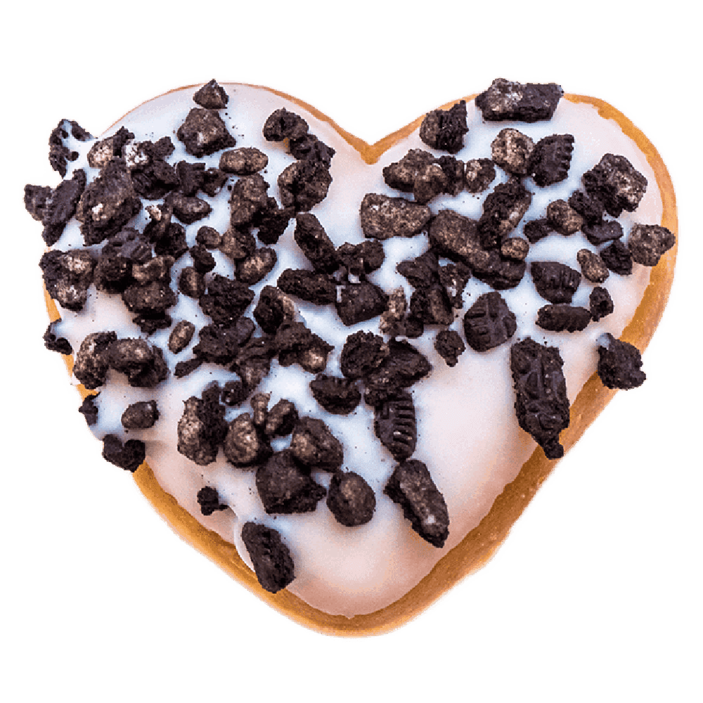 A Dunkin' White Chocolate Oreo donut, topped with creamy white chocolate, crushed Oreo Cookies, and filled with white chocolate.