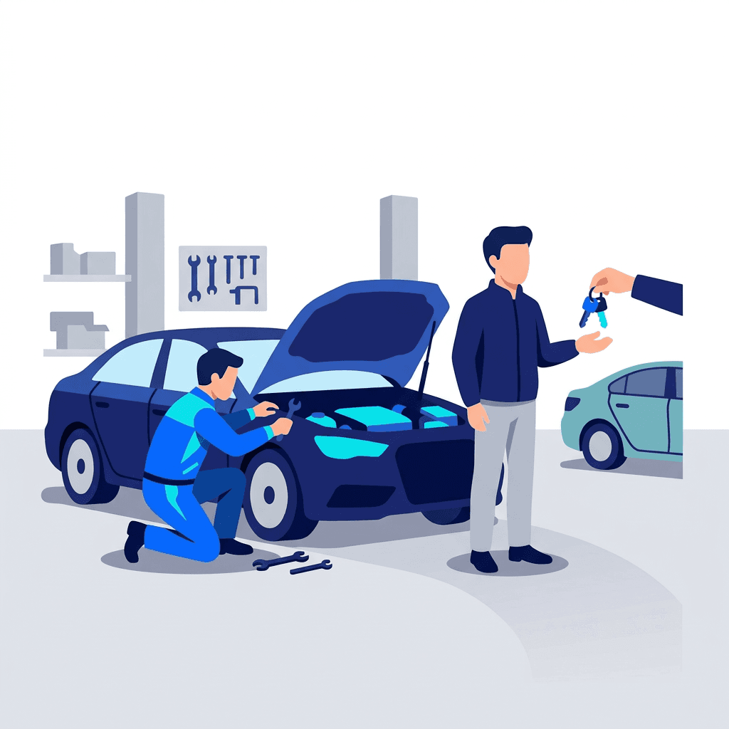 Car repair and key handover
