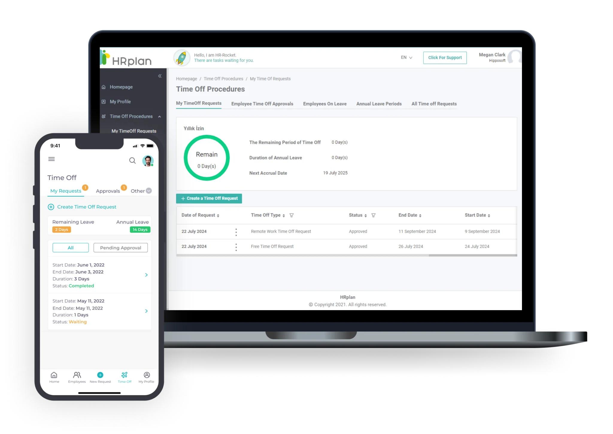 HRplan Leave Timeoff Management Desktop and Mobile.