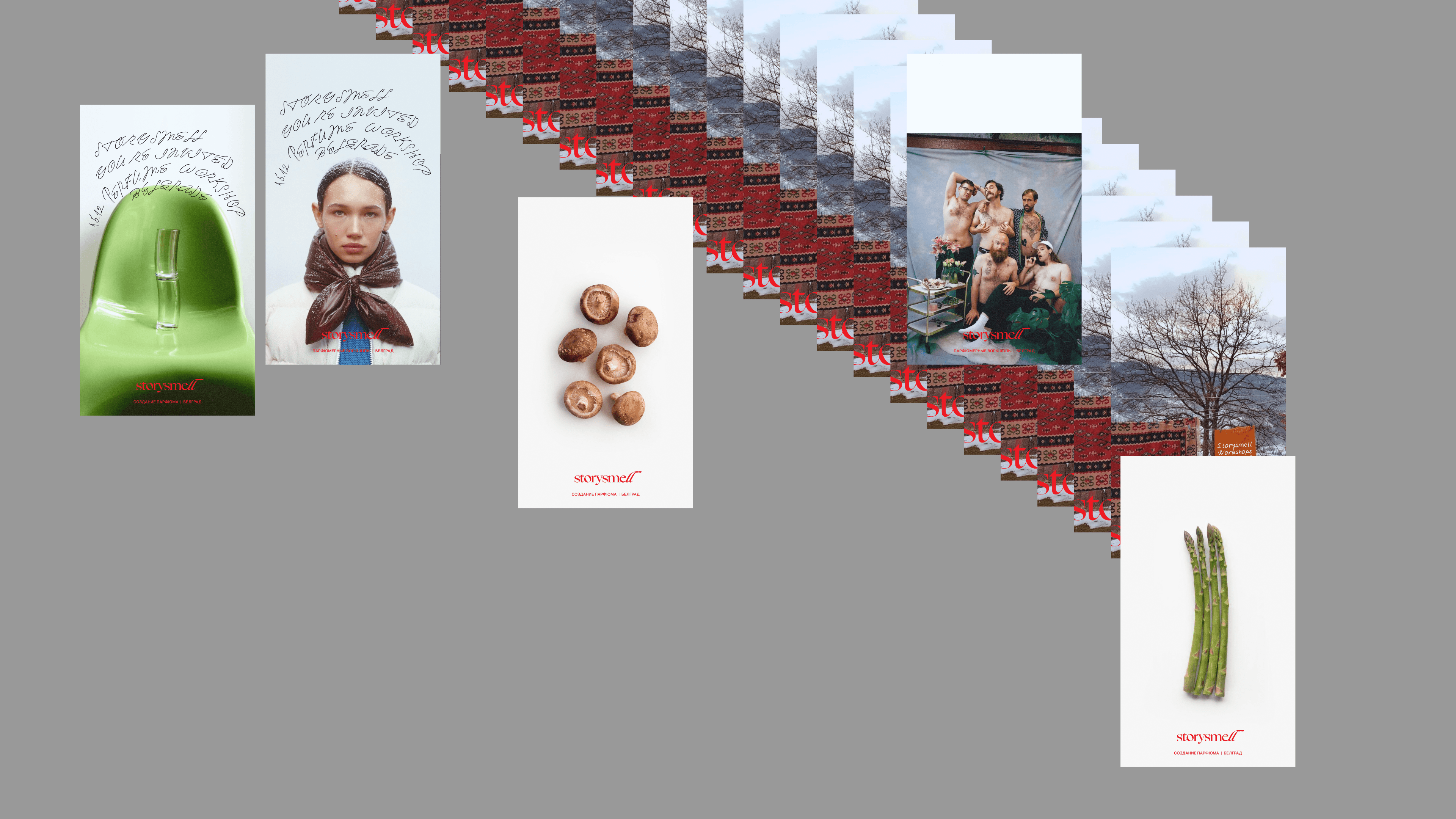 Examples of made banners for placement in instagram of Storysmell perfume studio