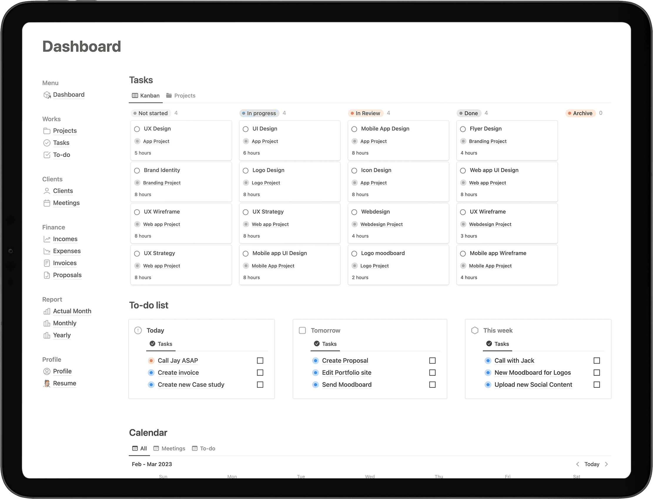 Notion Freelancer Board Template