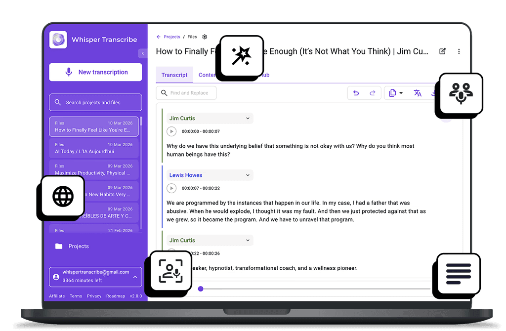 Whispertranscribe interface screenshot