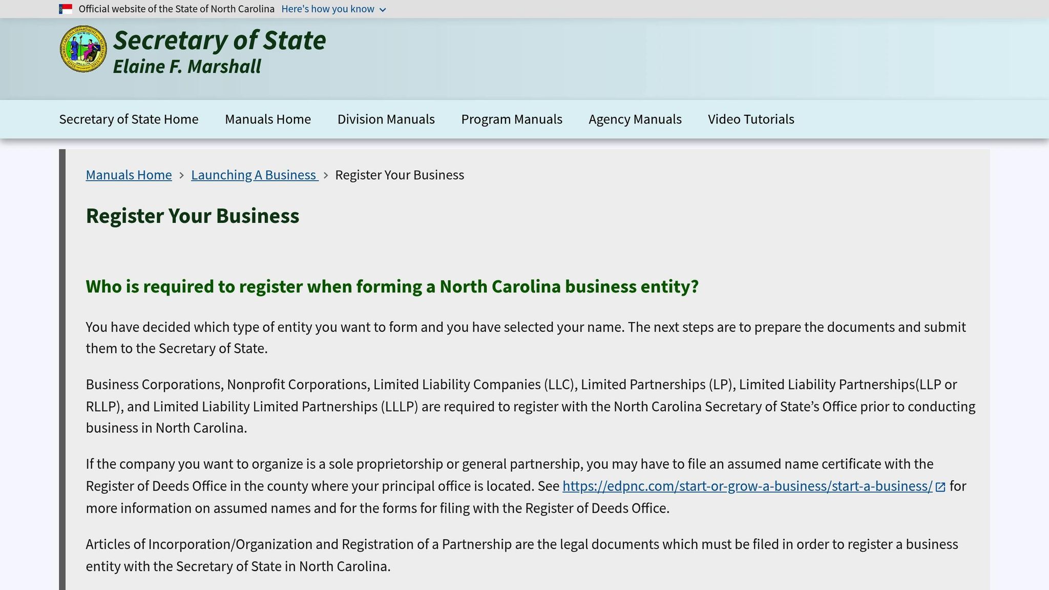 North Carolina Secretary of State