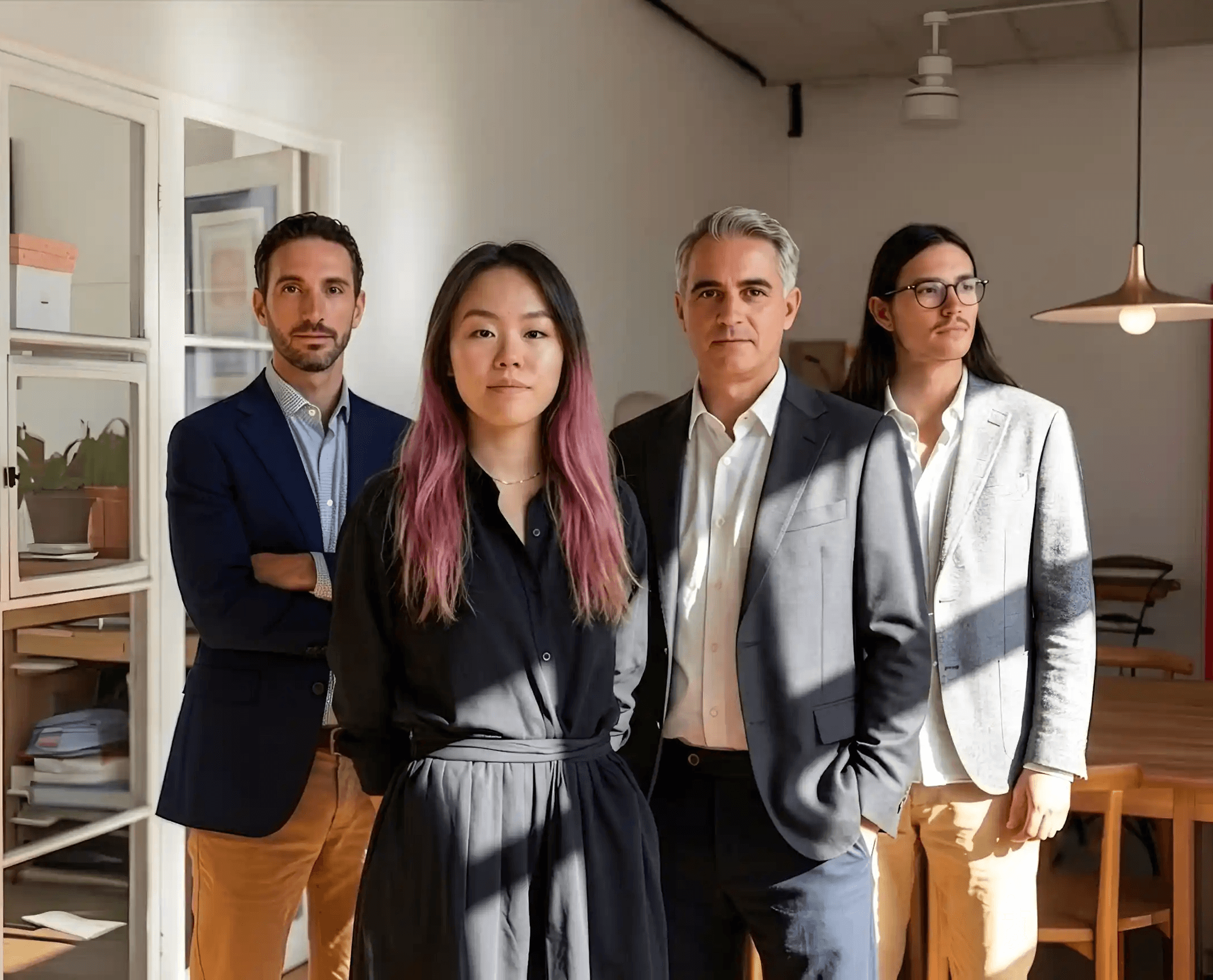 group photo of four people in formals
