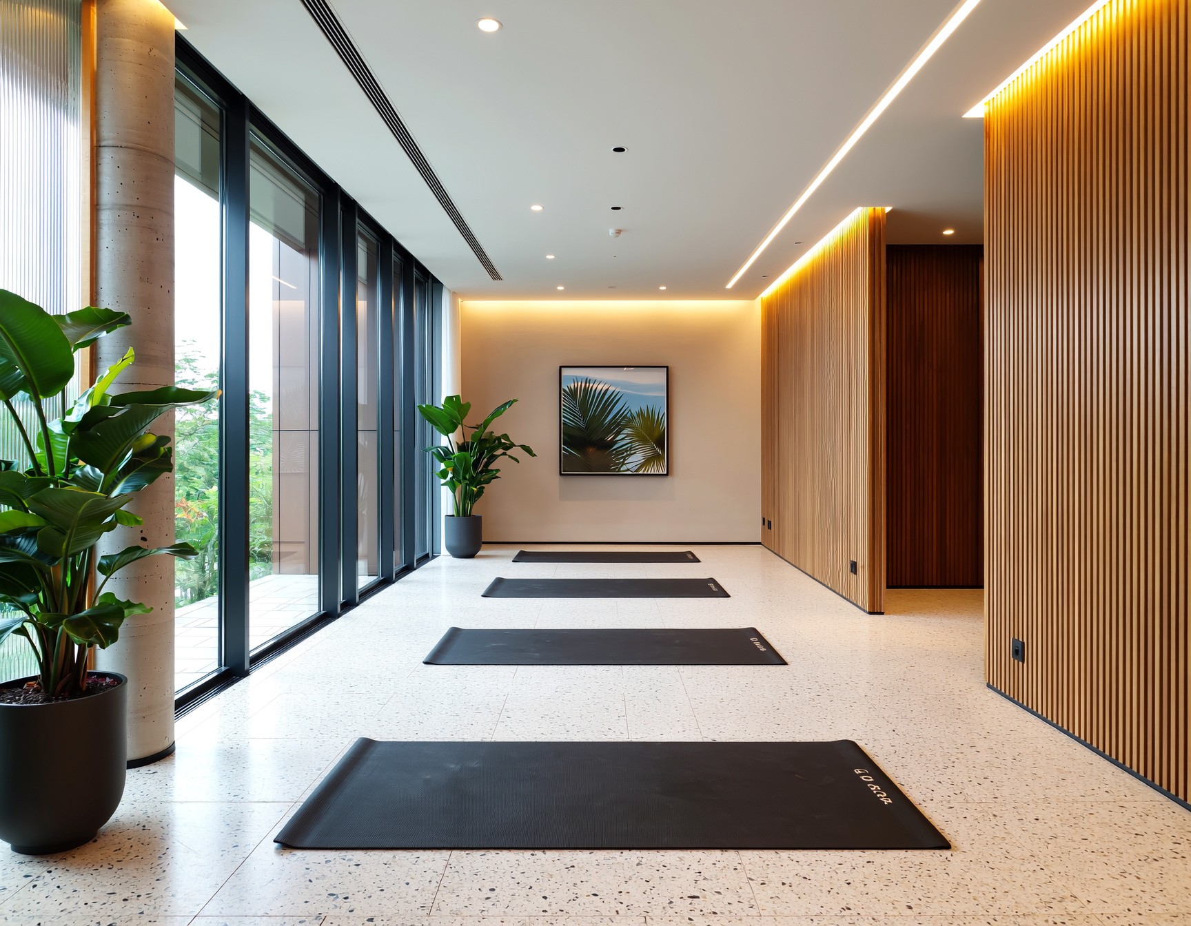 wooden coffee table surrounded by leather sofa chairs