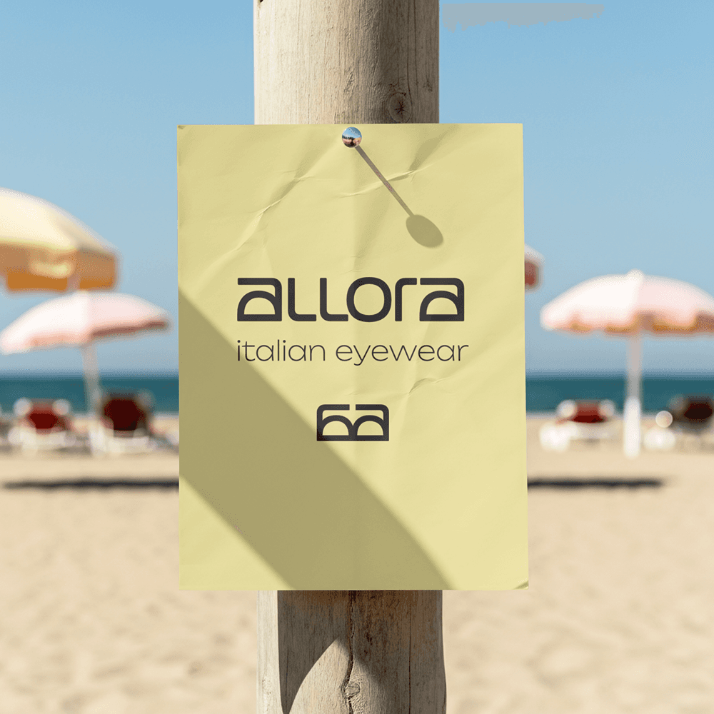 Lifestyle poster mockup placing the brand within a bold, fashion-forward environment.