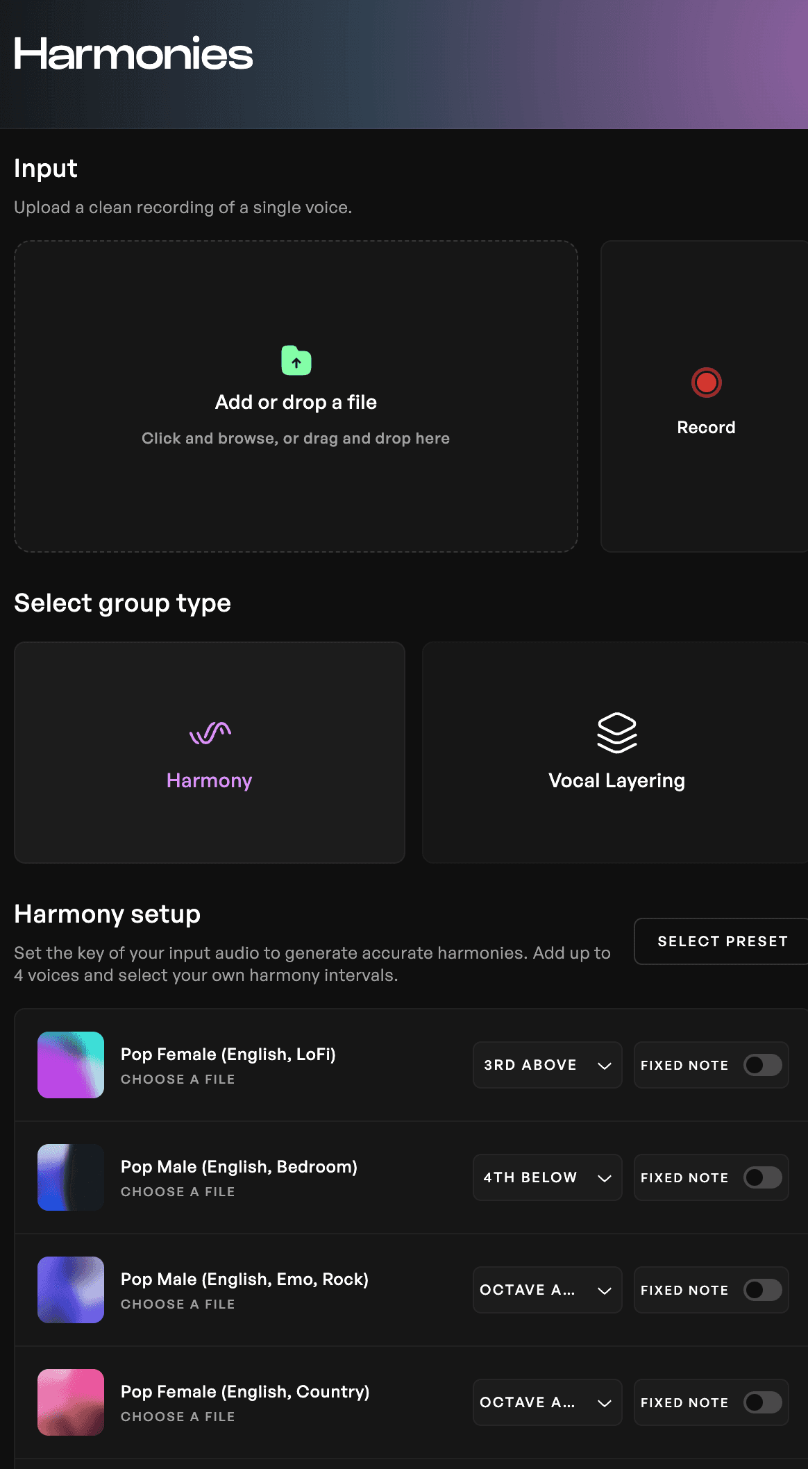 The Harmony Generator on Kits AI