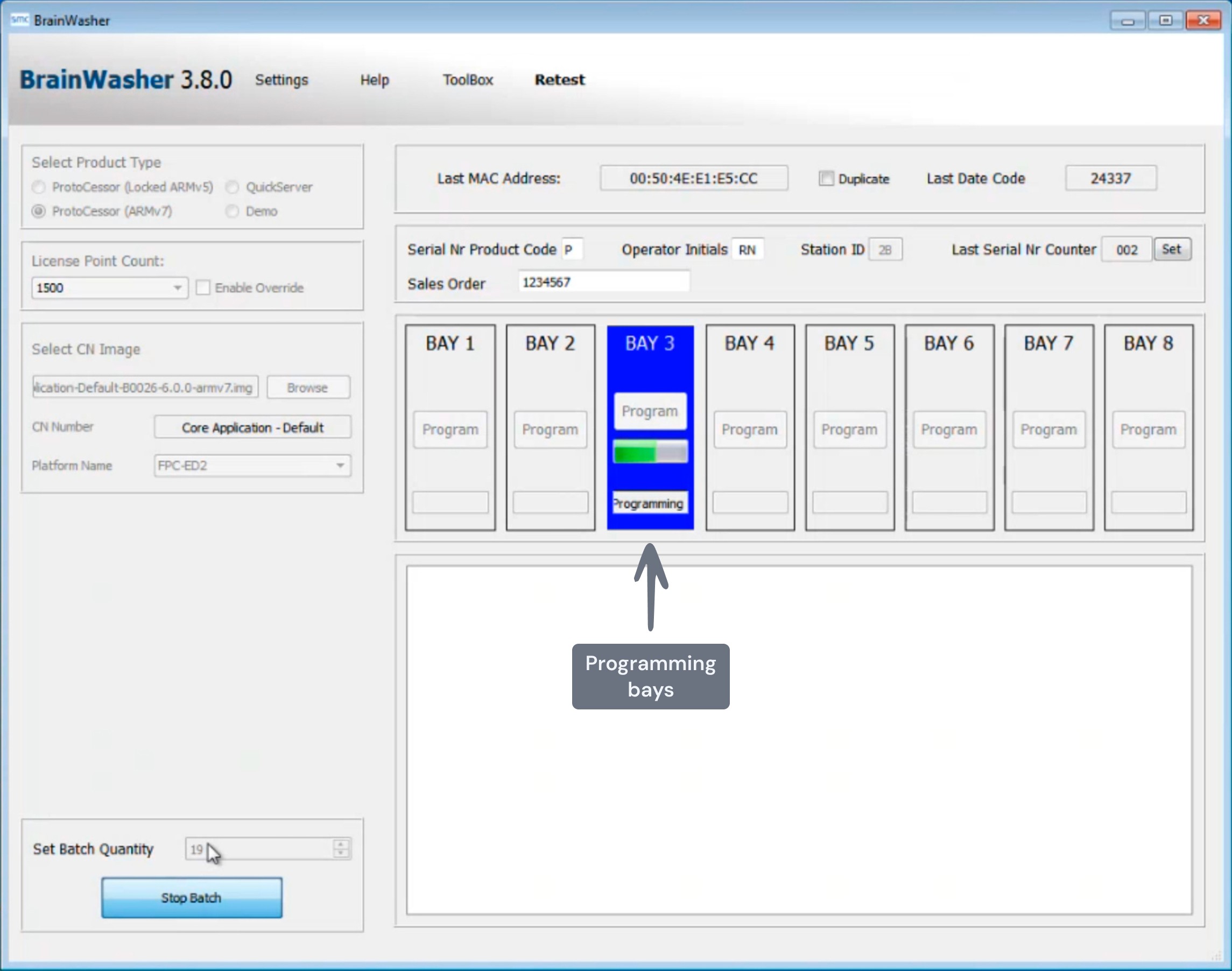 UI with a bay that's busy programming