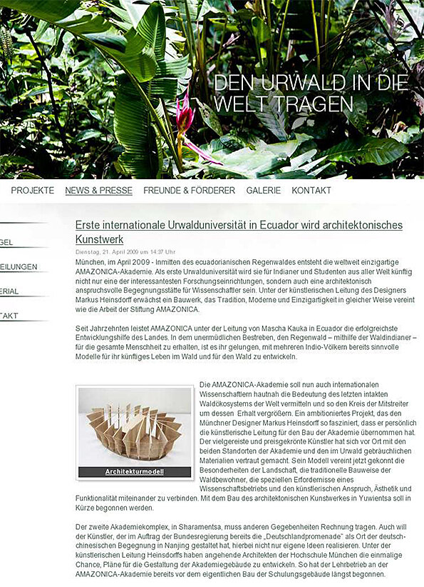 Von Markus Heinsdorff ausgewählte Seite aus der Pressemappe Akademie im Regenwald Amazoniens