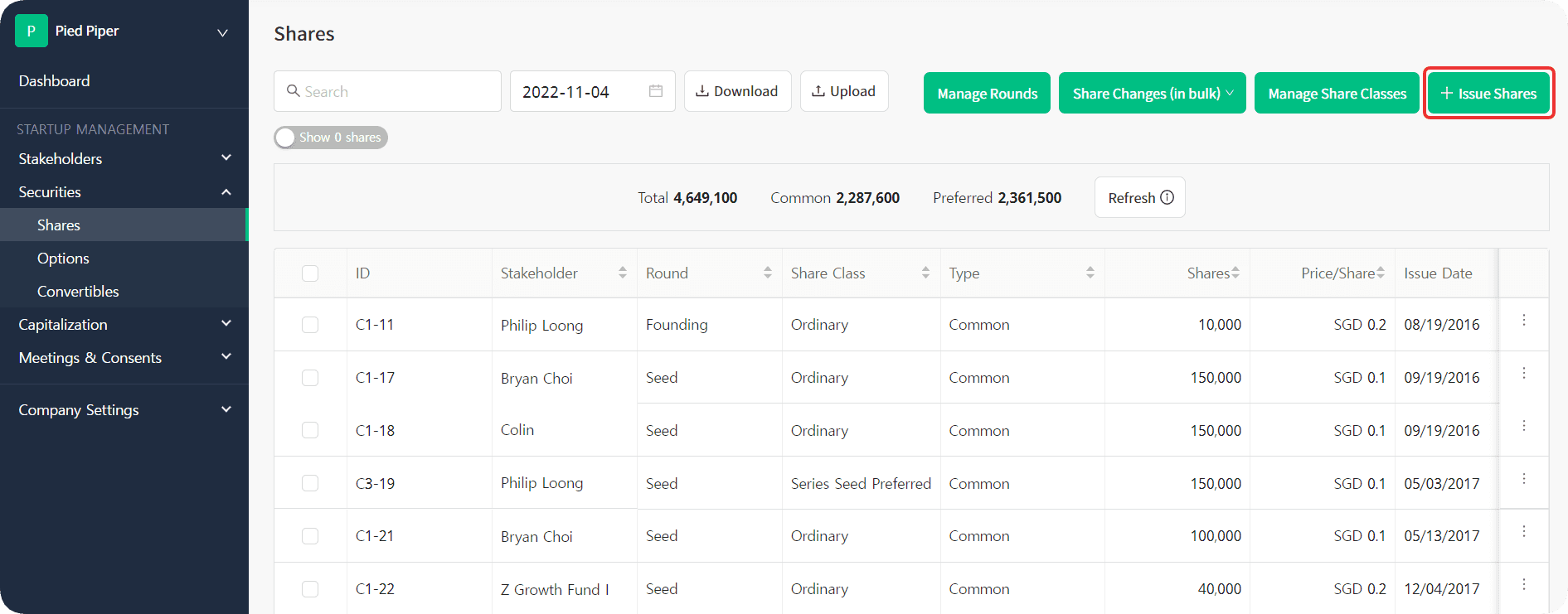 Issue Shares to issue new shares.